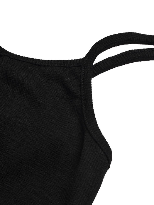 Next Ribbed Strappy Top For Baby Girls-Black-BR13292