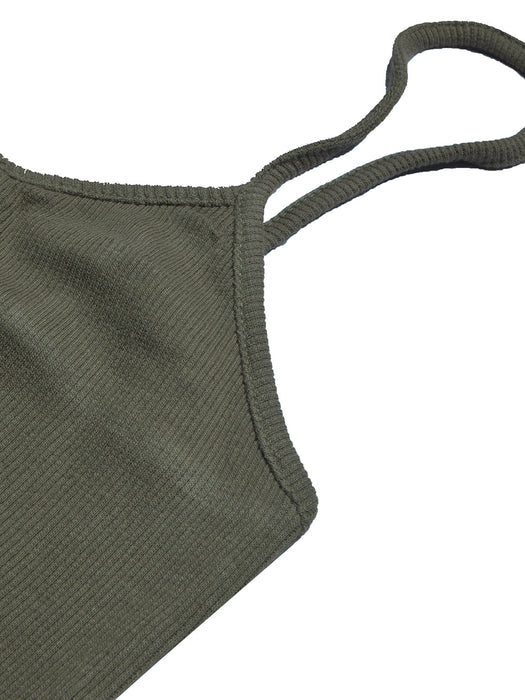 Next Ribbed Strappy Top For Baby Girls-Olive Green-BR13290