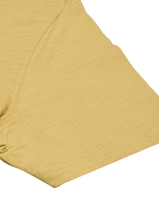 Next Single Jersey Crew Neck Tee Shirt For Men-Yellow Melange with Print-BR13270