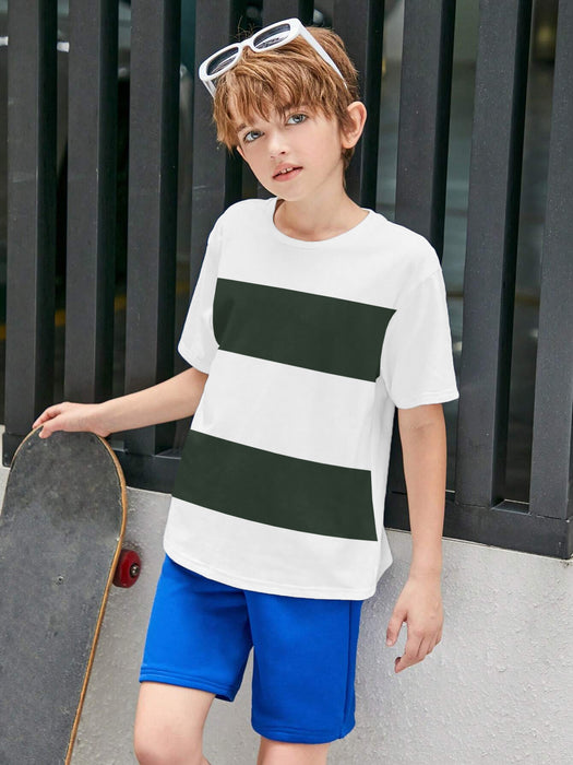 Next Tee Shirt For Kids-White Green Panel-BR13700