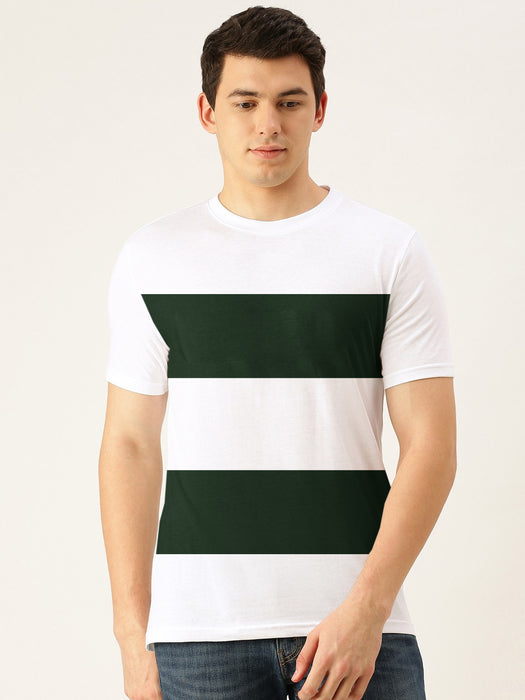 Next Tee Shirt For Men-White with Green Panel-BR13700