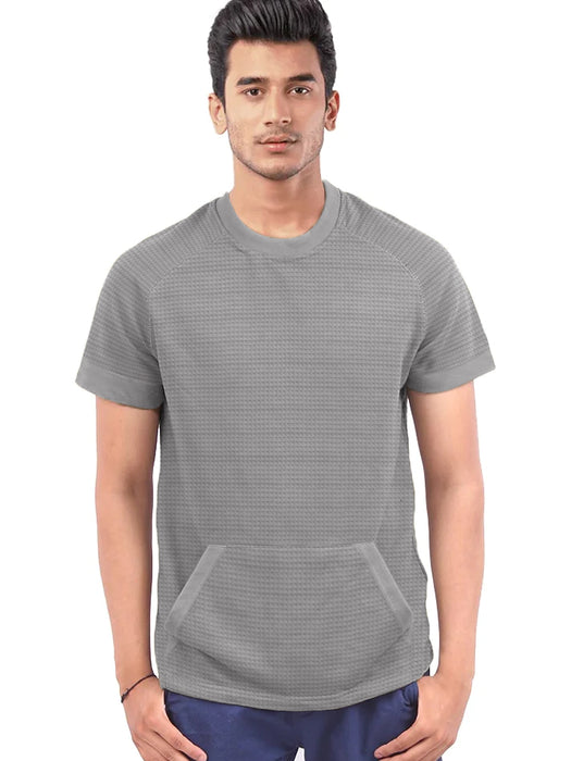 Next Waffle Kangaro Pocket Sweatshirt For Men-Grey-BR12867