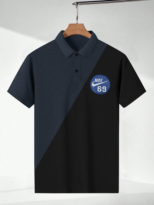 Nk 69 Summer Polo Shirt For Men-Navy & Black-BR13152