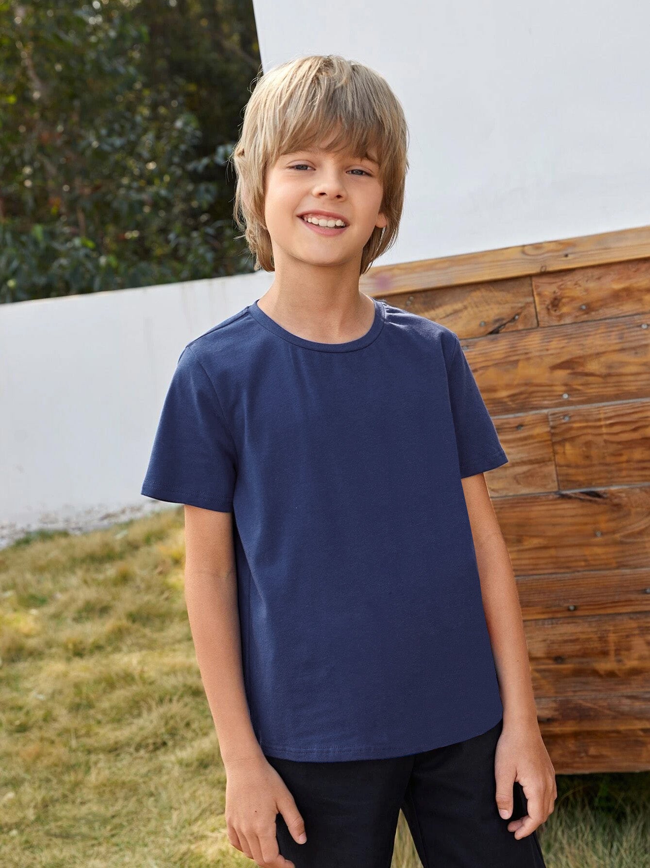 North Peak Crew Neck T Shirt For Boys-Cornflower Blue-BR13543
