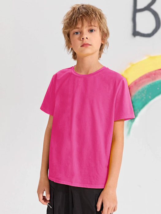 North Peak Crew Neck T Shirt For Boys-Pink-BR13544