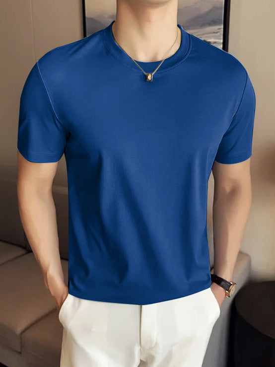 North Peak Crew Neck T Shirt For Men-Dark Blue-BR13543