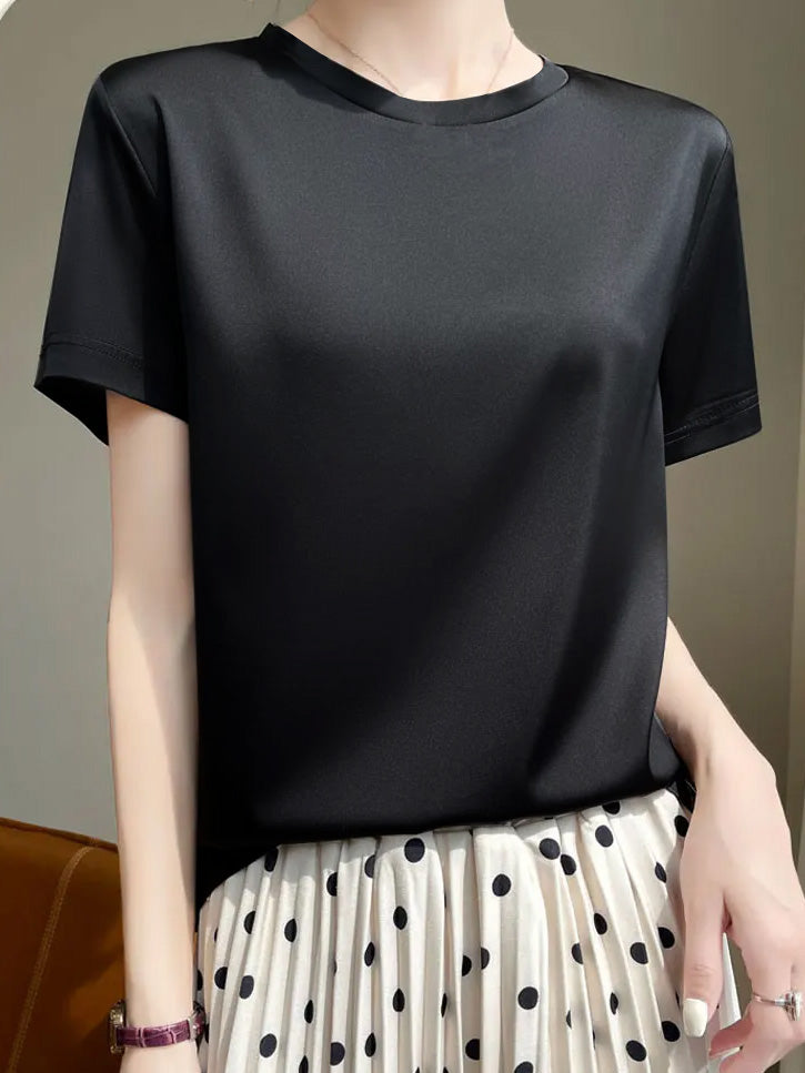 North Peak Crew Neck T Shirt For Women-Black-BR13539