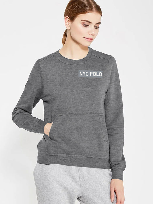 Nyc Polo Fleece Cozy Classic Sweatshirt For Ladies-Charcoal Melange-BR1286