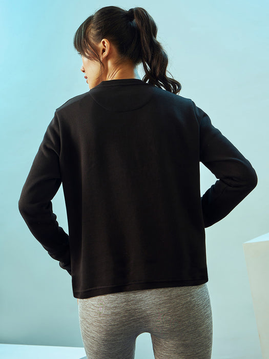 Nyc Polo Fleece Sweatshirt For Ladies-Black-BR12869
