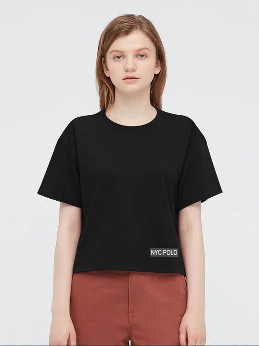 Nyc Polo Terry Fleece Dri Sleeve Sweatshirt For Ladies-Black-BR12906