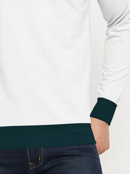 OXBOW Fleece Sweatshirt For Men-White with Brown Panel-BR14653