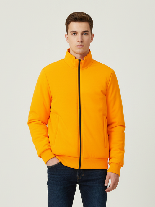 Stylish Winter Zipper Mockneck Jacket For Men-Bright Orange-BRPH17