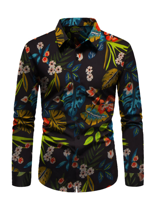 Oxen Nexoluce Premium Slim Fit Casual Shirt For Men-Black with Allover Floral Print-BR134150