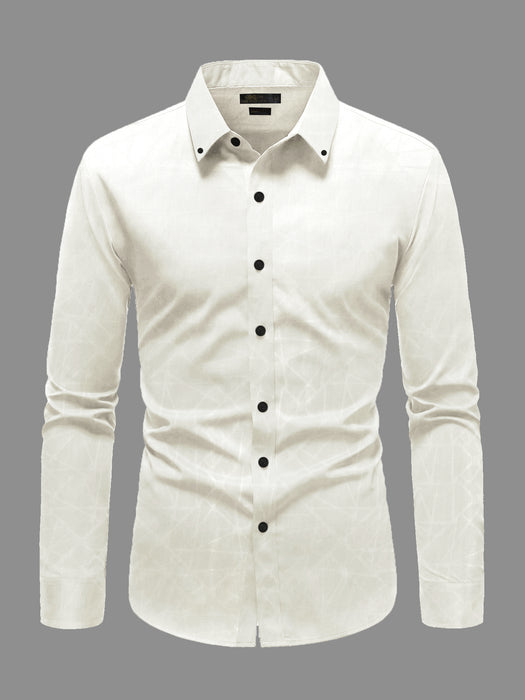 Oxen Nexoluce Premium Slim Fit Casual Shirt For Men-Egg White with Allover Print-BR13419