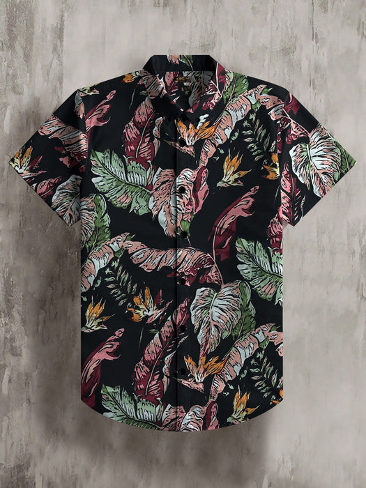 Oxen Premium Half Sleeve Slim Fit Casual Shirt For Men-Allover Floral Print-BR15803