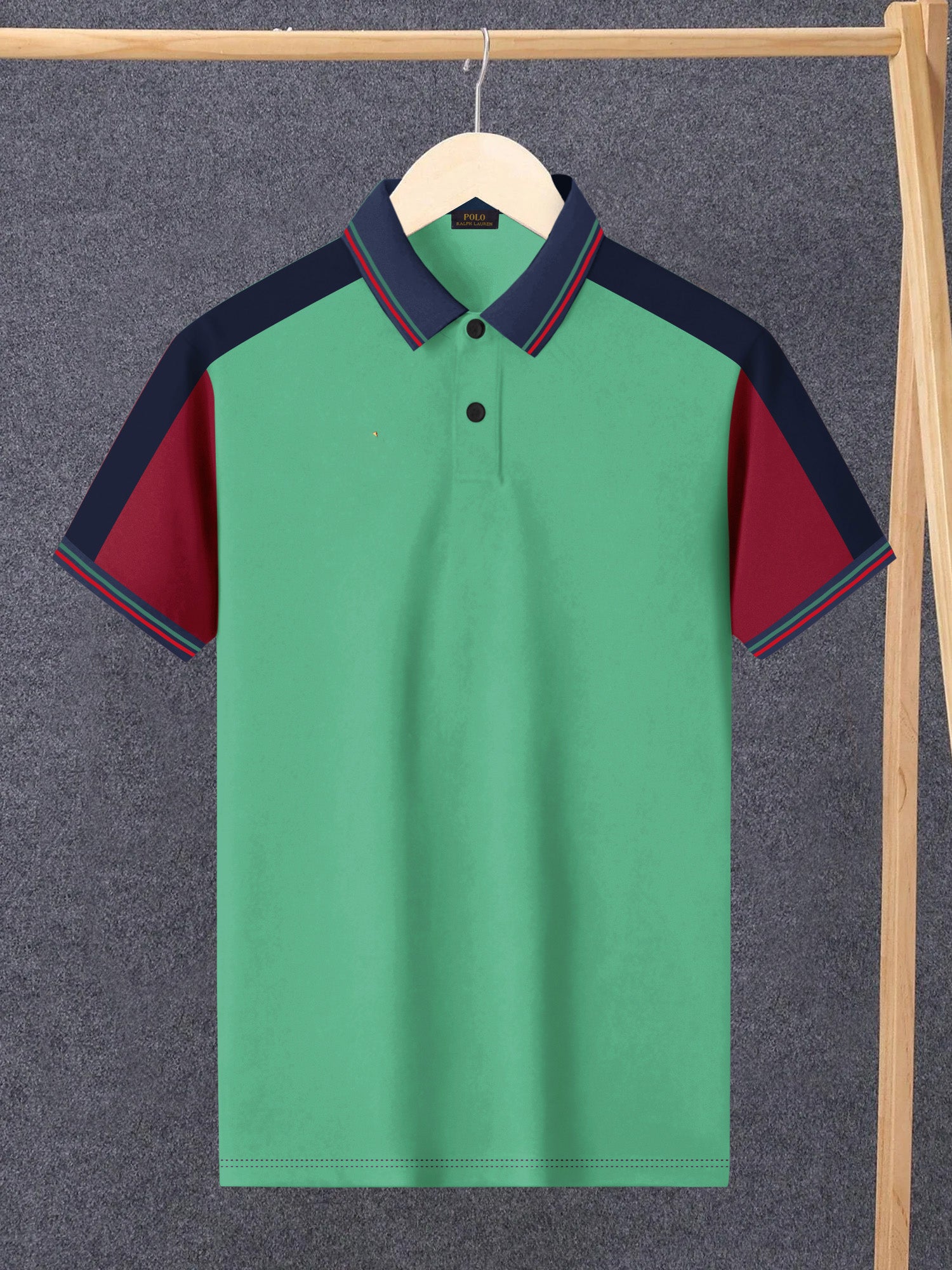 PRL Stylish Pique Summer Polo For Men-Green with Red-BR13010