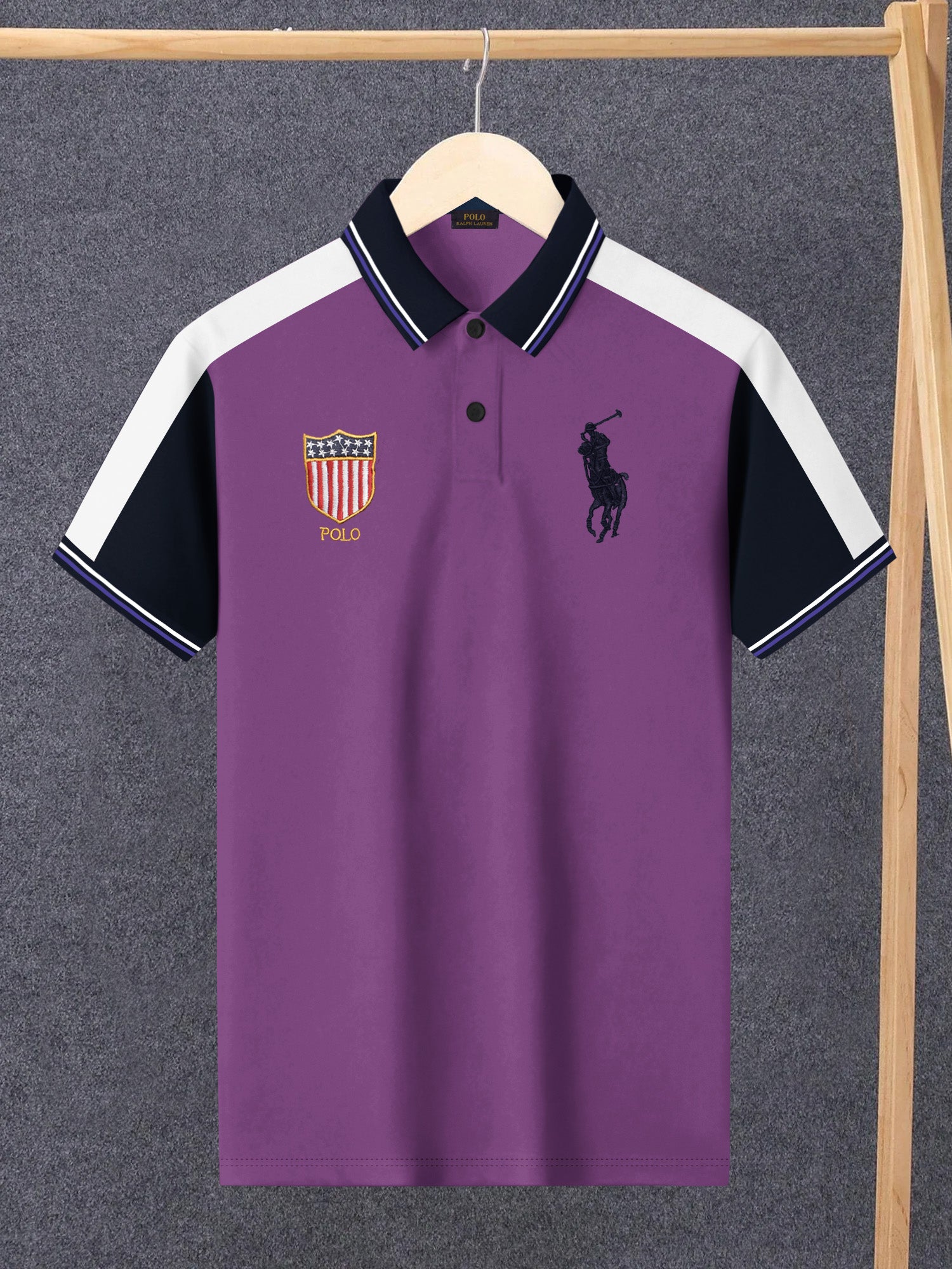 PRL Stylish Pique Summer Polo For Men-Purple & Navy-BR13012