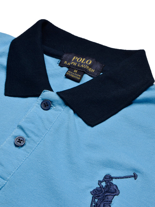 PRL Stylish Pique Summer Polo For Men-Sky with Navy-BR12985