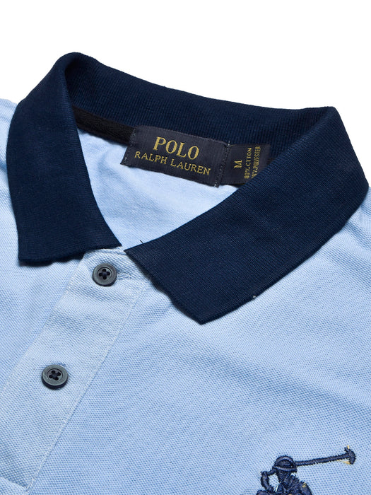PRL Stylish Pique Summer Polo For Men-Sky with Navy-BR12987