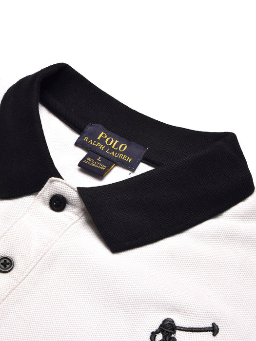 PRL Stylish Pique Summer Polo For Men-White with Black-BR12986