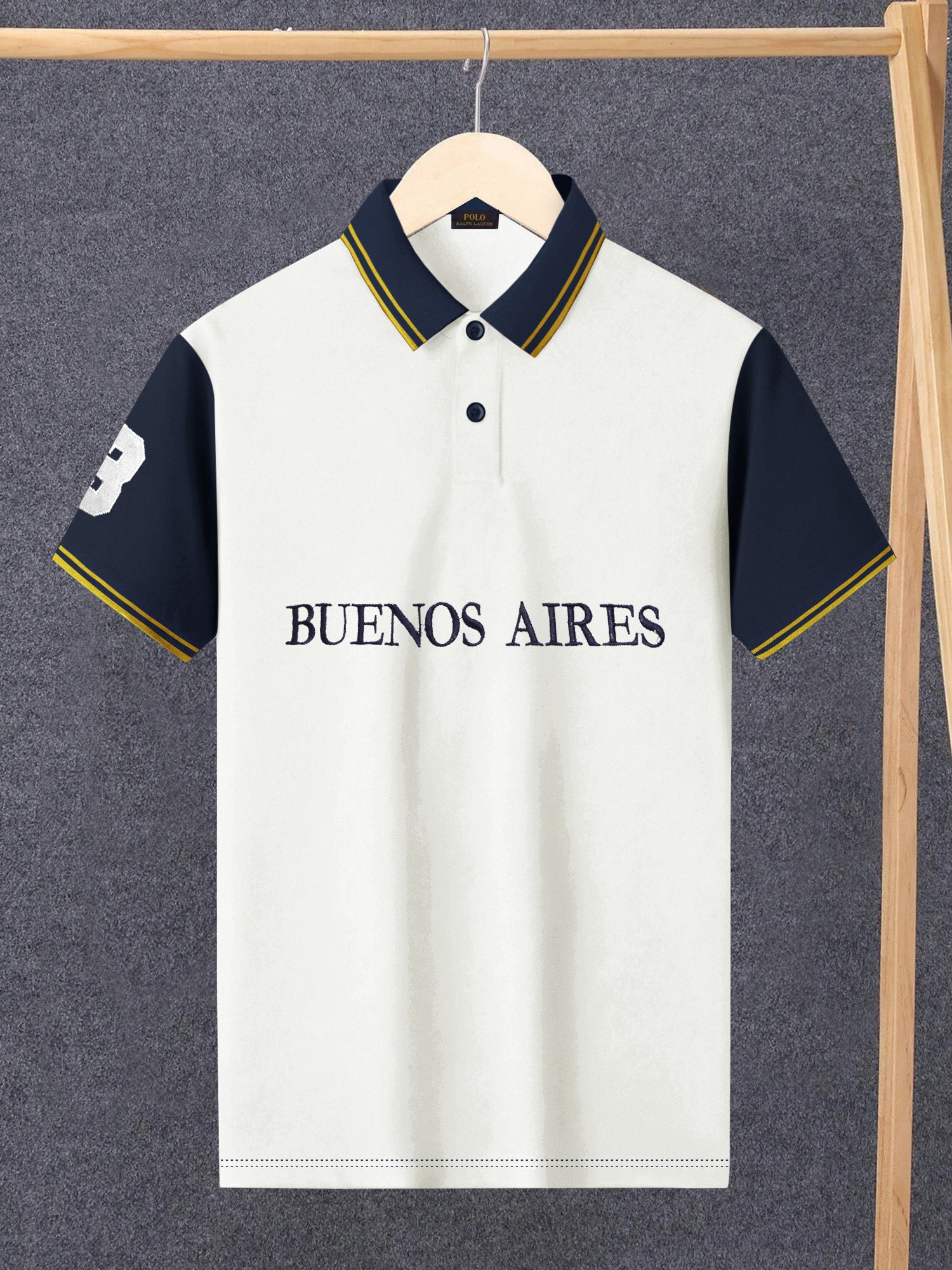 PRL Stylish Pique Summer Polo For Men-White with Navy-BR13007