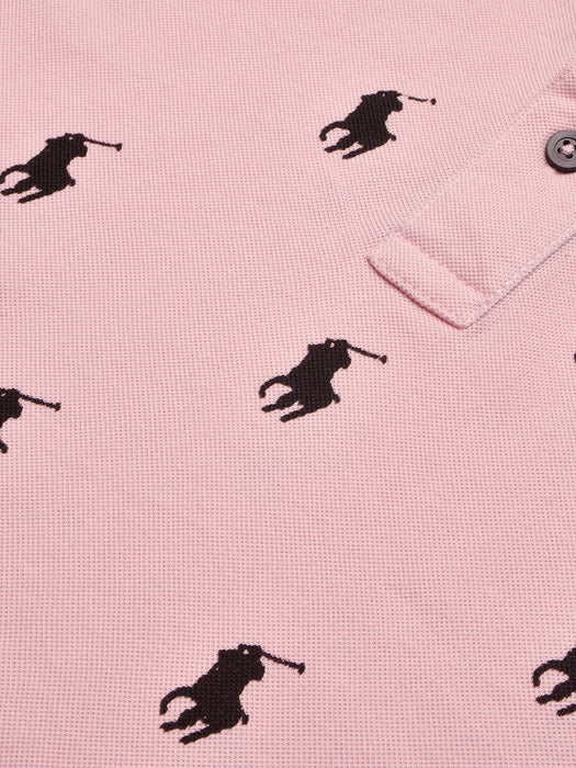 PRL Summer Polo Shirt For Men-Light Pink with Allover Print-BR13000