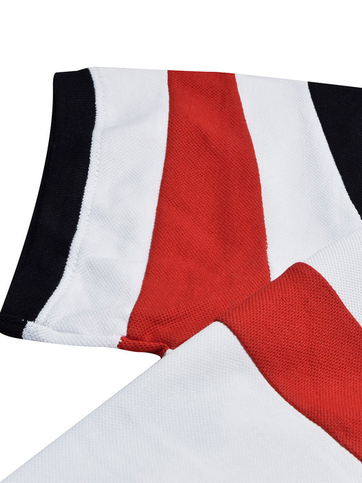 PRL Summer Polo Shirt For Men-White with Red & Black Panel-BR13107