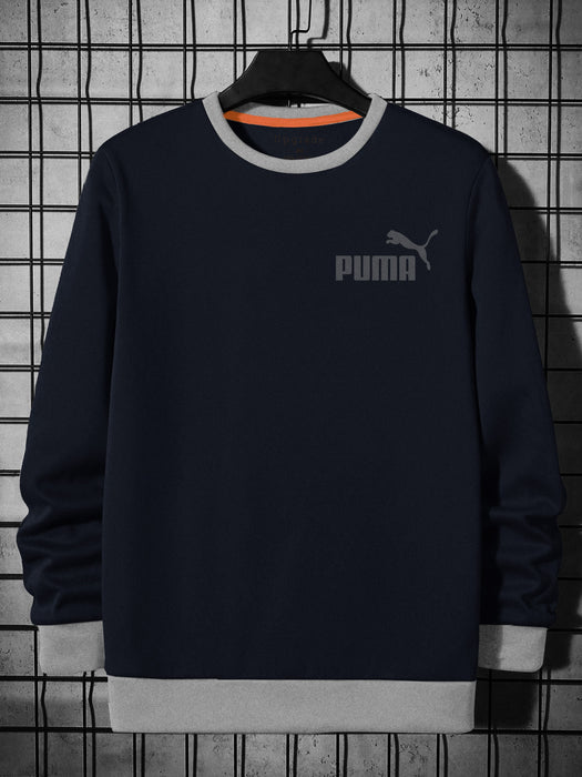 PUMA Fleece Funky Style Sweatshirt For Men-Navy with Grey-BR14515