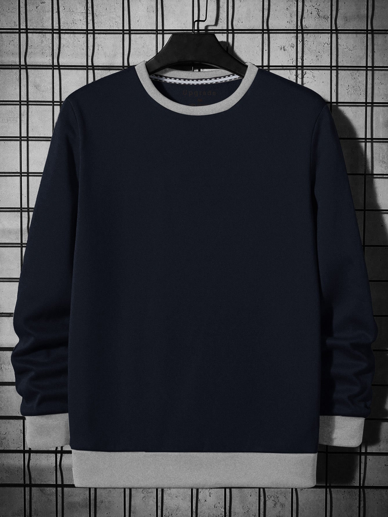 RBK Fleece Funky Style Sweatshirt For Men-Navy with Grey-BR14517