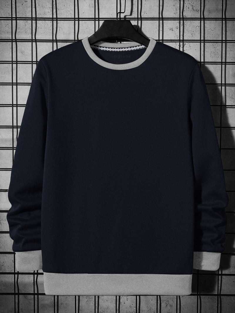 RBK Fleece Funky Style Sweatshirt For Men-Navy with Grey-BR14517