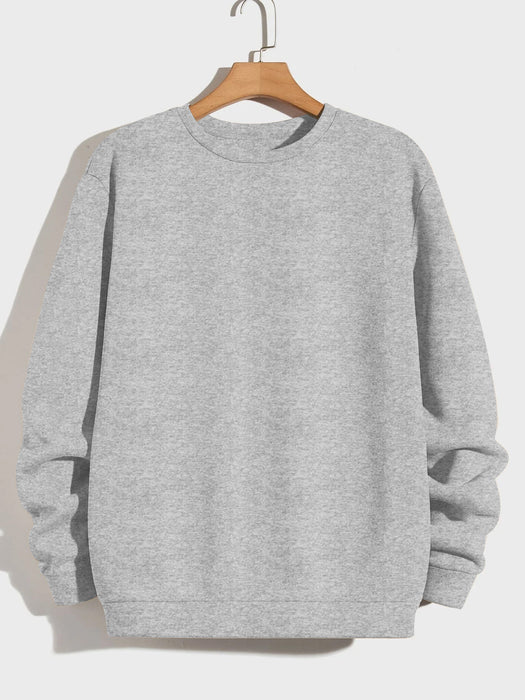 PYPR Fleece Crew Neck Sweatshirt For Men-Grey Melange-BR14411