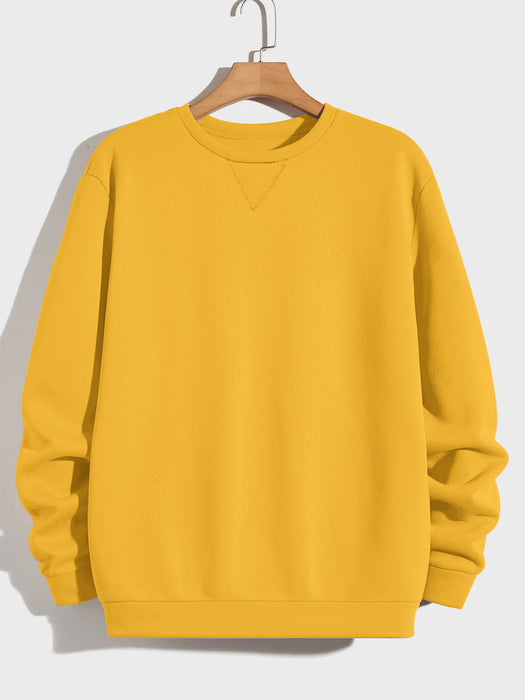 PYPR Fleece Crew Neck Sweatshirt For Men-Yellow-BR14412