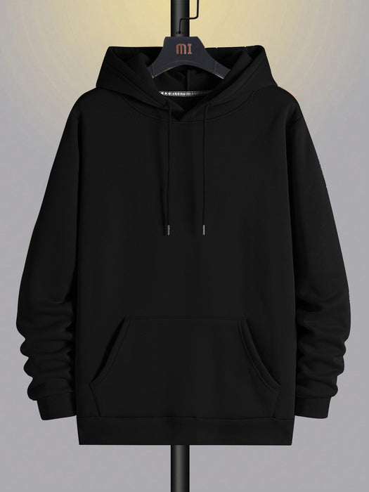 PYPR Fleece Pullover Hoodie For Men-Black-BR14429