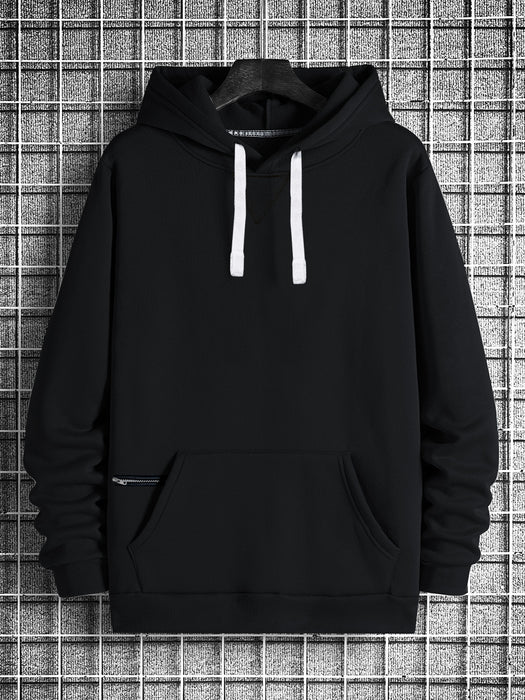 PYPR Fleece Pullover Hoodie For Men-Black-BR14431