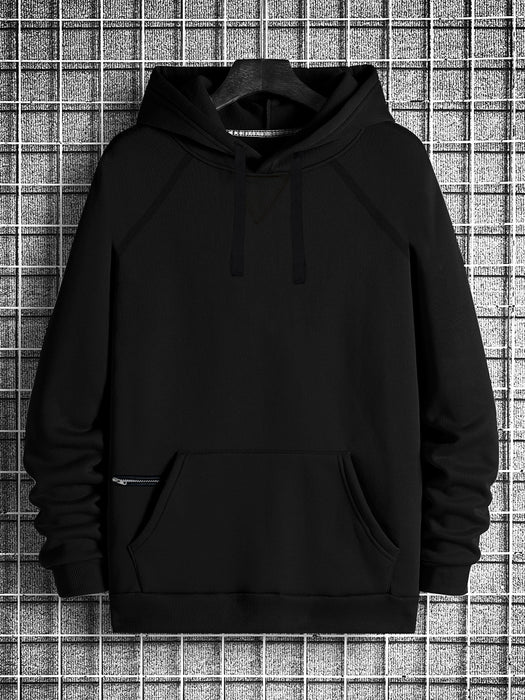 PYPR Fleece Pullover Hoodie For Men-Black-BR14432