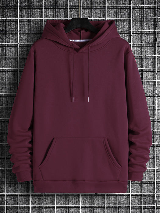 PYPR Fleece Pullover Hoodie For Men-Burgundy-BR14421