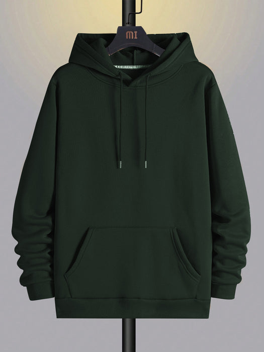 PYPR Fleece Pullover Hoodie For Men-Green-BR14430