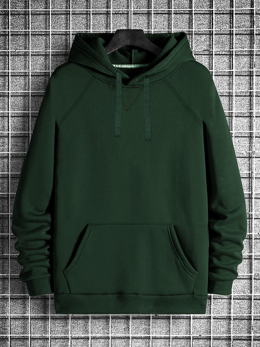 PYPR Fleece Pullover Hoodie For Men-Green-BR14439