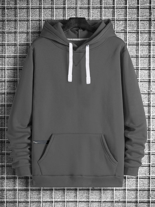 PYPR Fleece Pullover Hoodie For Men-Grey-BR14433