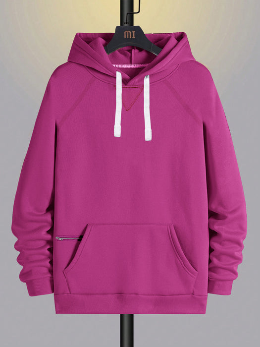 PYPR Fleece Pullover Hoodie For Men-Magenta-BR14428