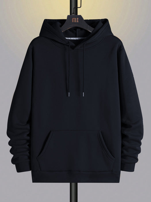 PYPR Fleece Pullover Hoodie For Men-Navy-BR14441