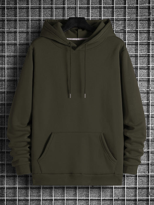 PYPR Fleece Pullover Hoodie For Men-Olive Green-BR14426