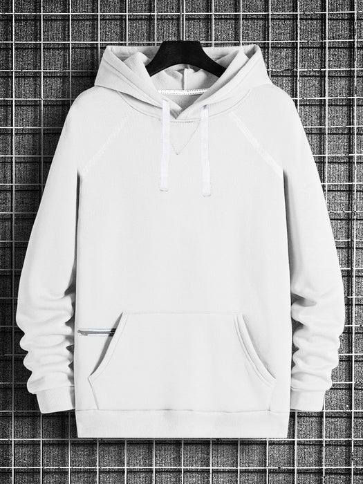 PYPR Fleece Pullover Hoodie For Men-White-BR14436