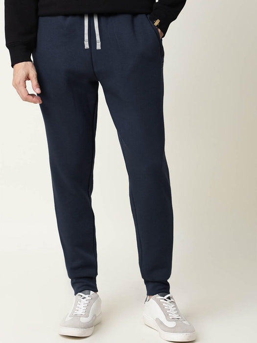 PYPR Fleece Slim Fit Jogger Trouser For Men-Navy-BR14170