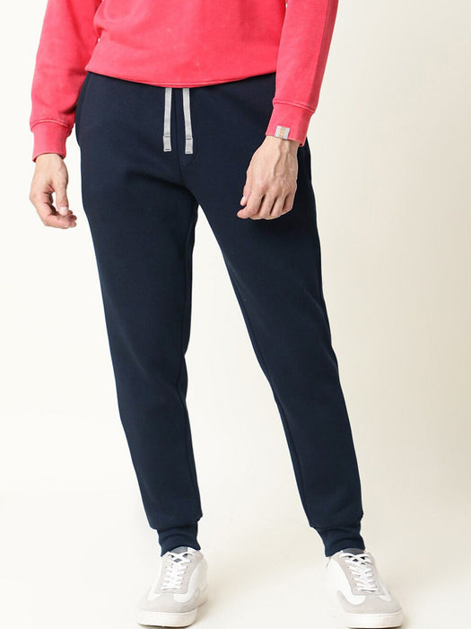 PYPR Fleece Slim Fit Jogger Trouser For Men-Navy-BR14173