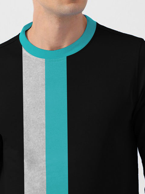PYPR Fleece Sweatshirt For Men-Black with Grey & Zinc Panel-BR14649