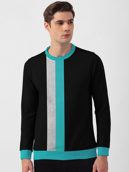 PYPR Fleece Sweatshirt For Men-Black with Grey & Zinc Panel-BR14649