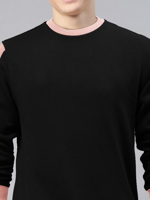 PYPR Fleece Sweatshirt For Men-Black with Pink Panel-BR14644