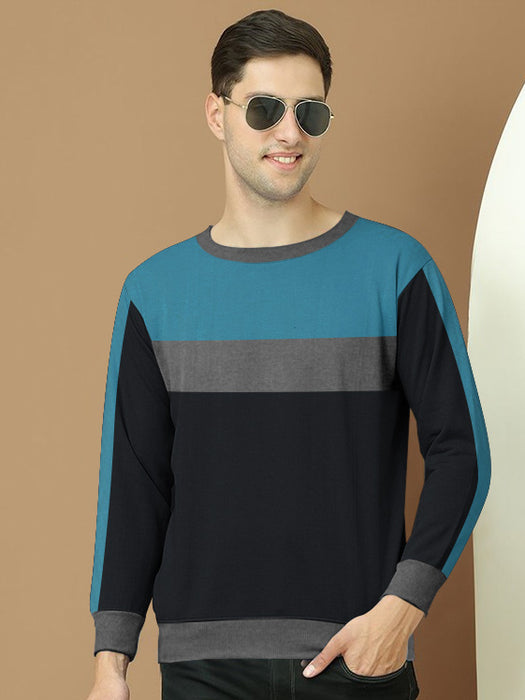 PYPR Fleece Sweatshirt For Men-Navy with Ferrozi & Charcoal Panels-BR14660