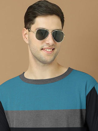 PYPR Fleece Sweatshirt For Men-Navy with Ferrozi & Charcoal Panels-BR14660